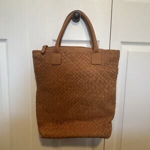 Women’s Falor Falorni Hand Woven Italian Leather Tote Brown Tan